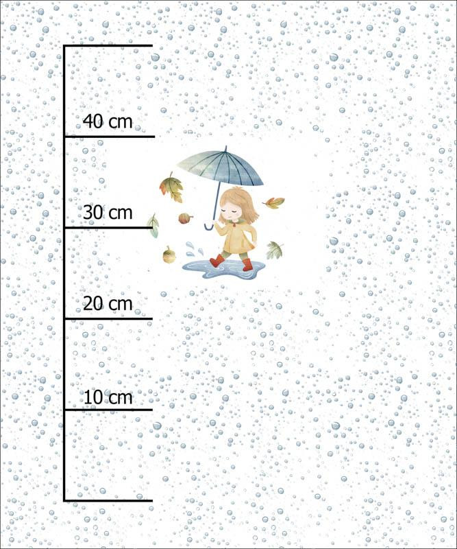 DZIEWCZYNKA Z PARASOLEM / KROPLE (JESIENNA DZIEWCZYNKA) - panel 50cm x 60cm - single jersey 