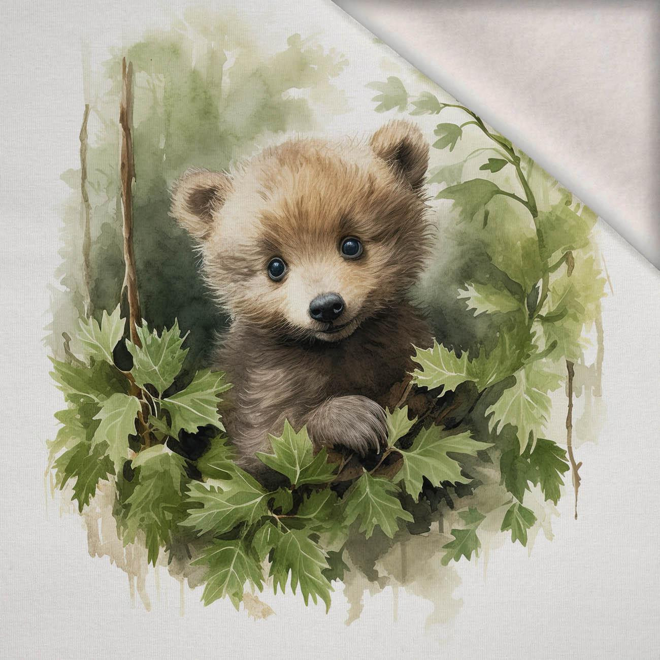 WATERCOLOR LITTLE BEAR - PANEL (75cm x 80cm) dzianina drapana z elastanem ITY