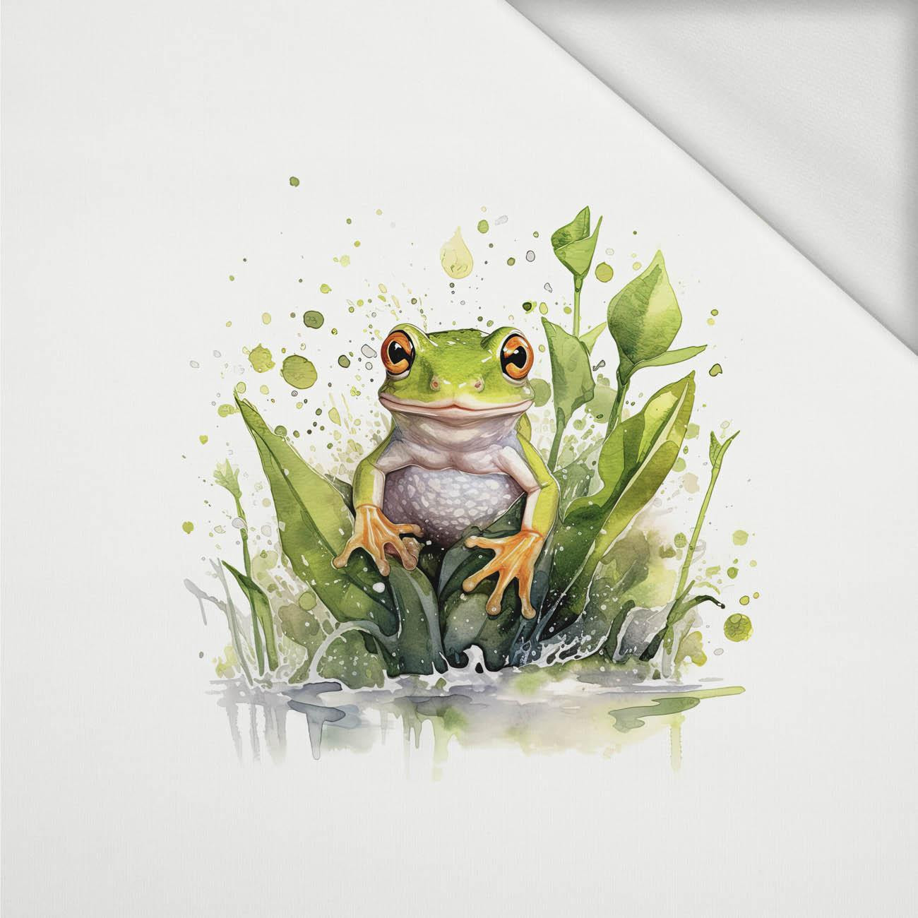 WATERCOLOR FROG - panel (60cm x 50cm) dzianina pętelkowa