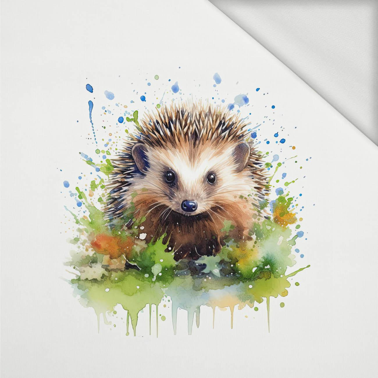 WATERCOLOR HEDGEHOG - panel (60cm x 50cm) dzianina pętelkowa