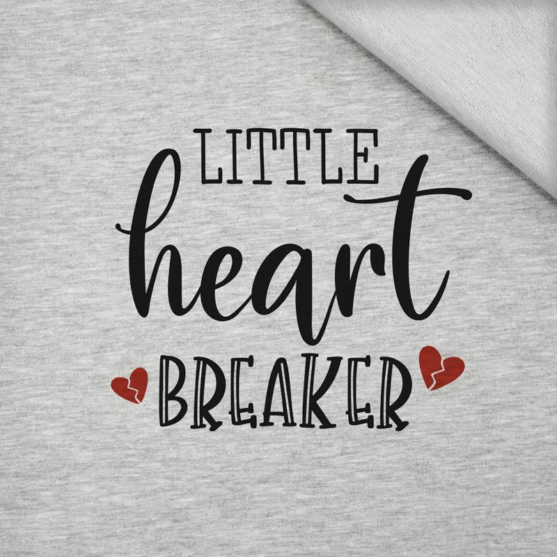 LITTLE HEART BREAKER (BE MY VALENTINE) / M-01 melanż jasnoszary - panel dzianina pętelkowa 50cm x 60cm