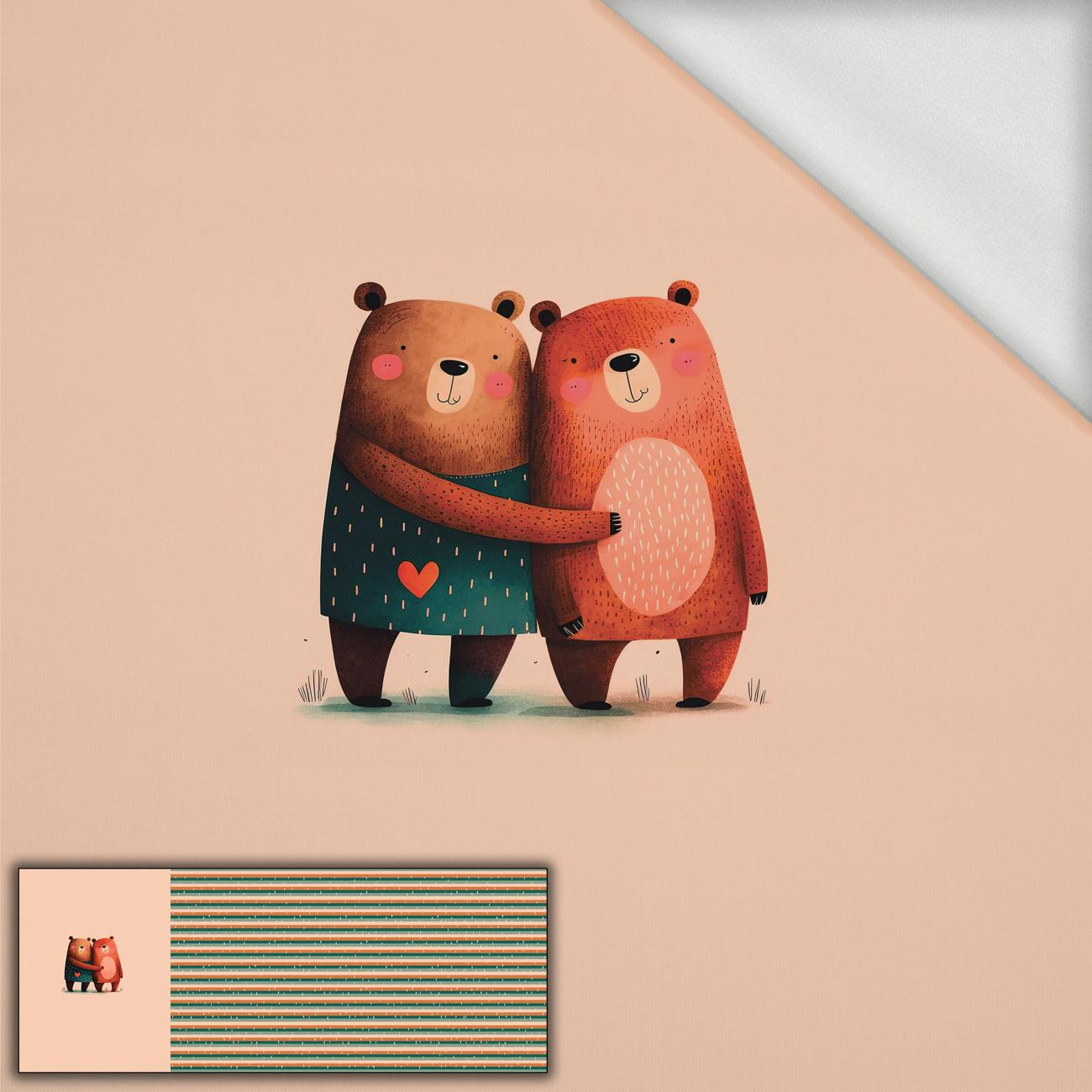 BEARS IN LOVE 2 - panel panoramiczny dzianina pętelkowa (60cm x 155cm)
