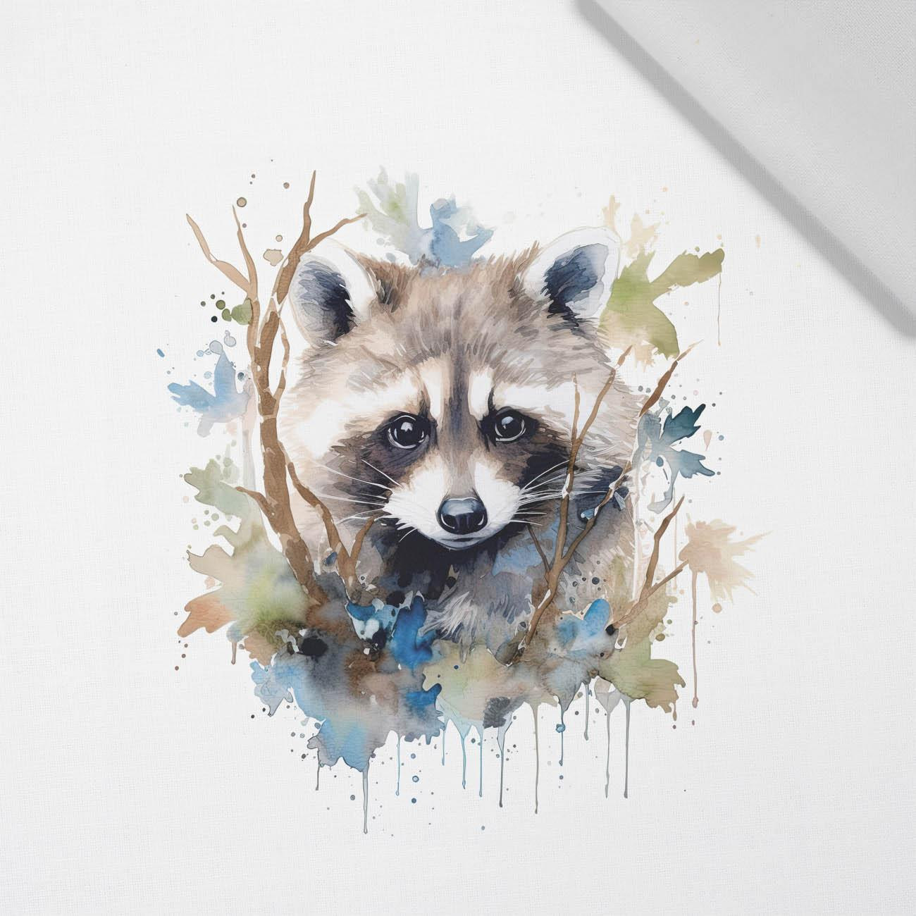 WATERCOLOR RACCOON WZ. 1 - PANEL (60cm x 50cm) tkanina bawełniana