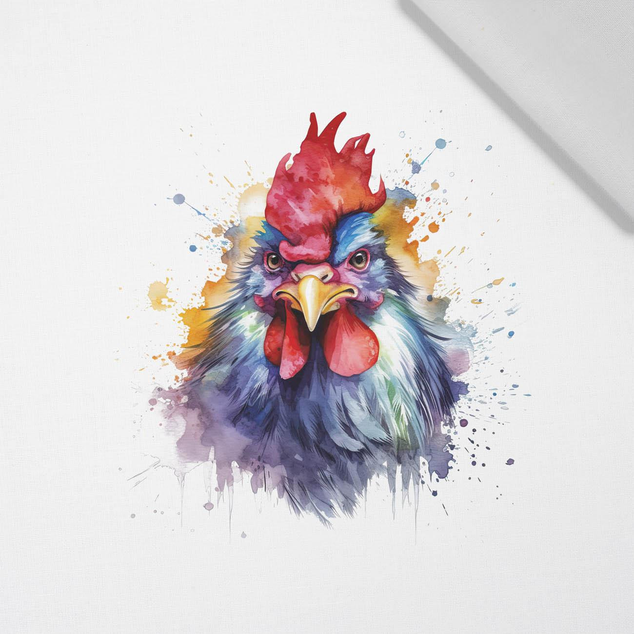 WATERCOLOR ROOSTER - PANEL (60cm x 50cm) tkanina bawełniana