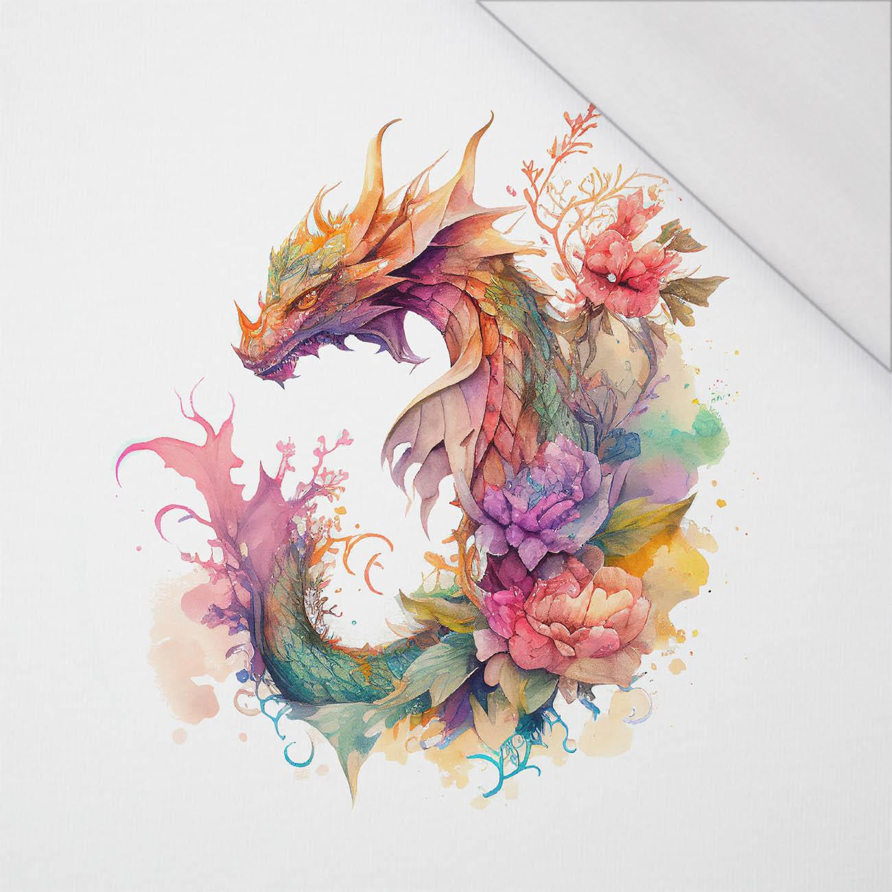 WATERCOLOR DRAGON WZ. 2 - panel (75cm x 80cm) SINGLE JERSEY