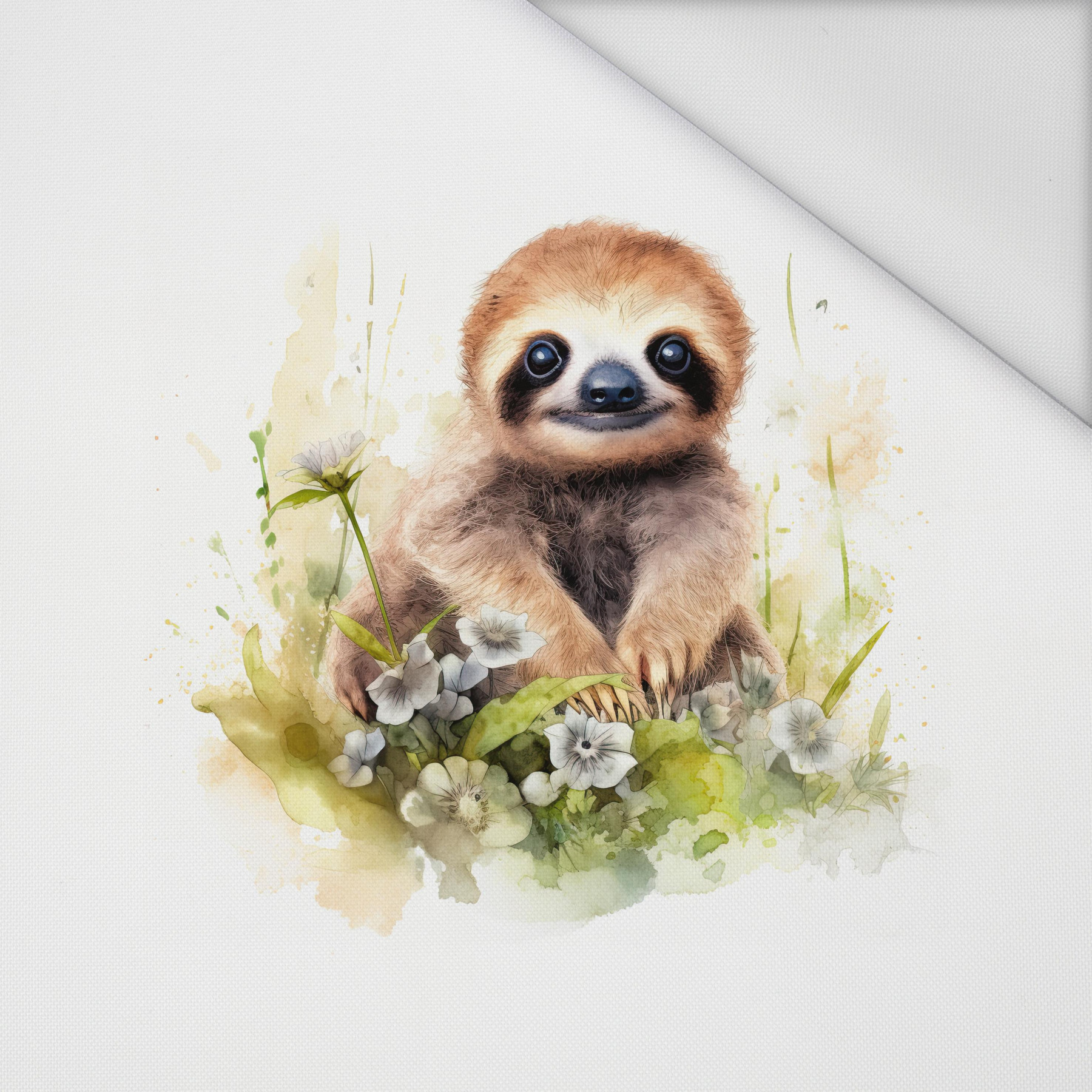 WATERCOLOR SLOTH - PANEL (60cm x 50cm) tkanina wodoodporna