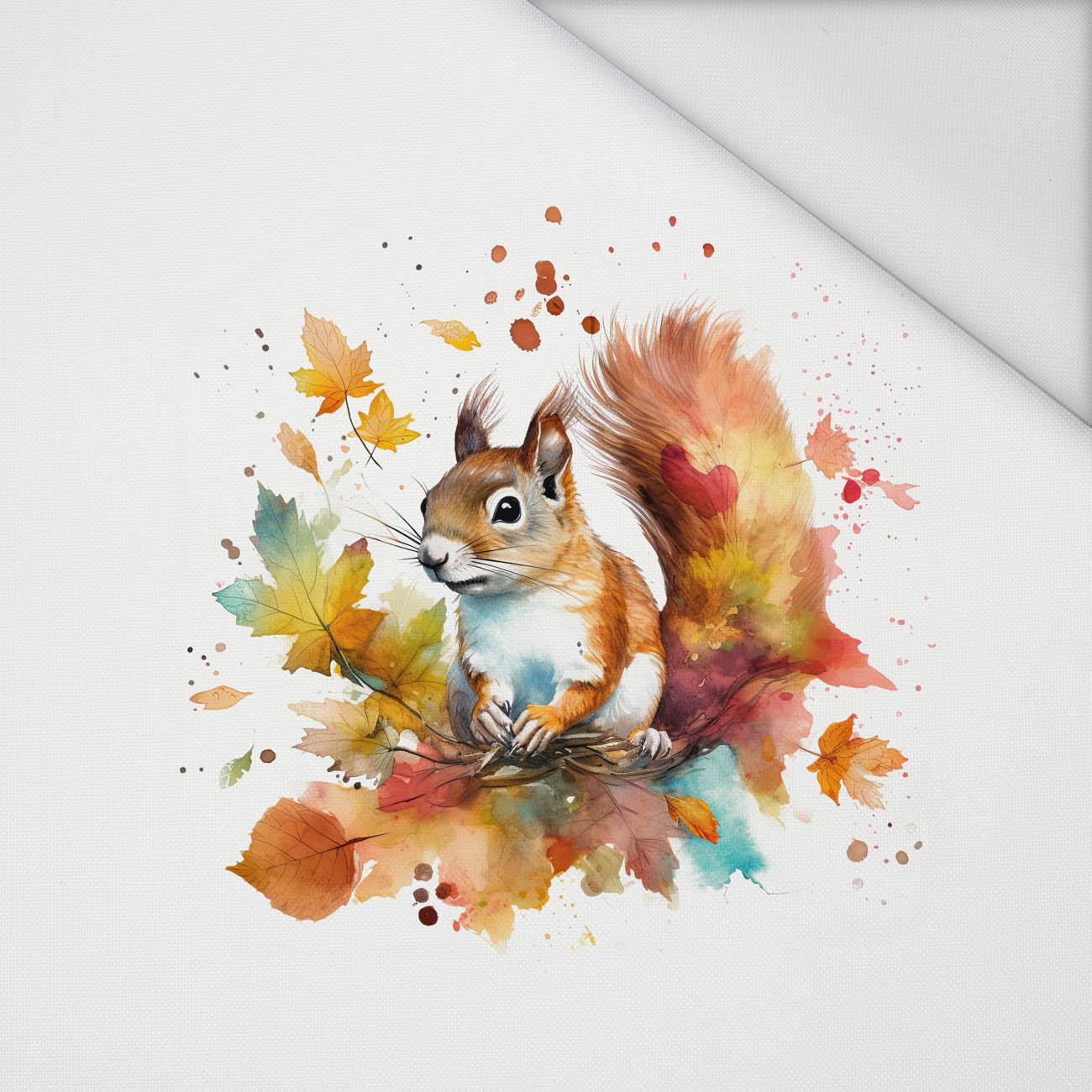 WATERCOLOR SQUIRREL - PANEL (60cm x 50cm) tkanina wodoodporna