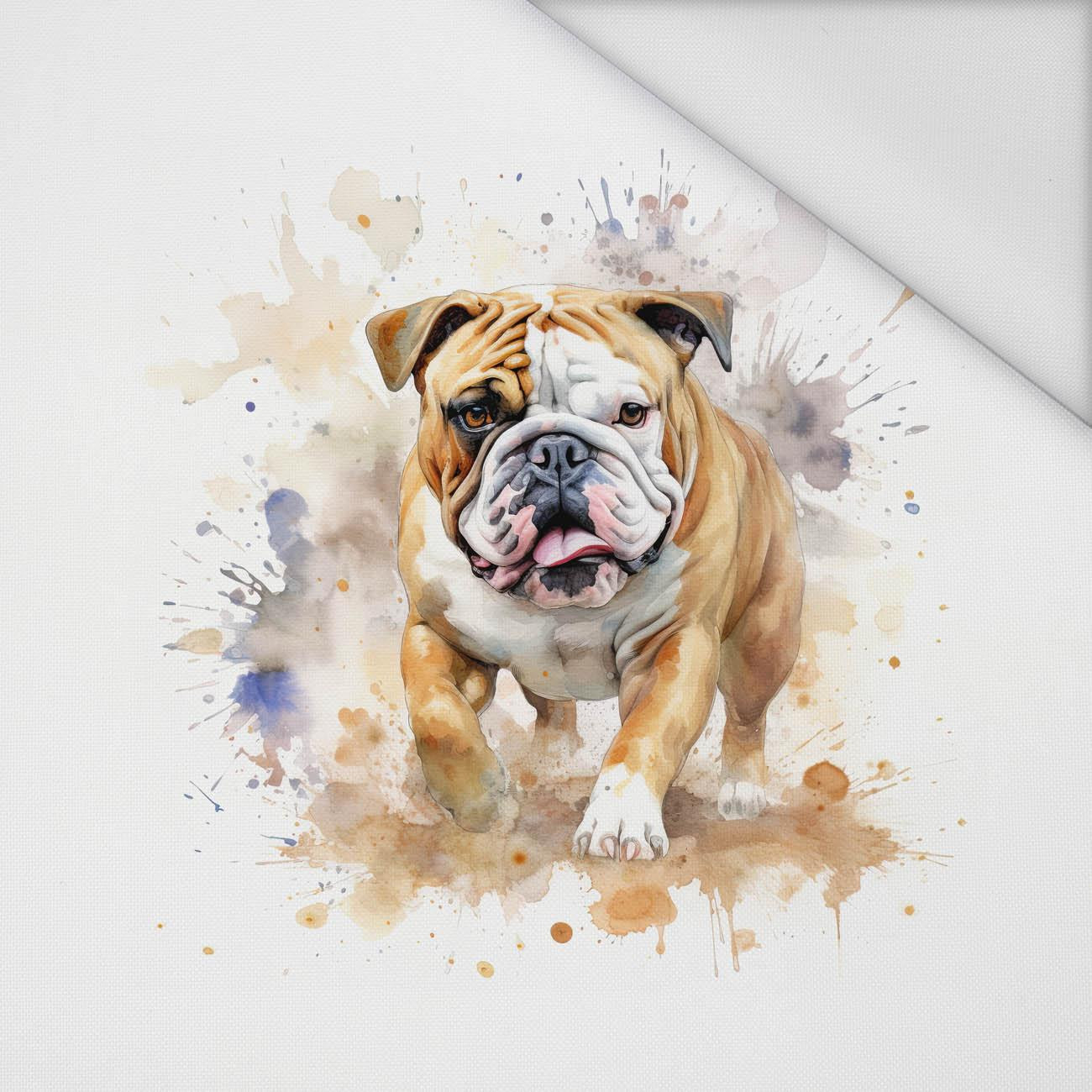 WATERCOLOR BULLDOG - panel (75cm x 80cm) tkanina wodoodporna