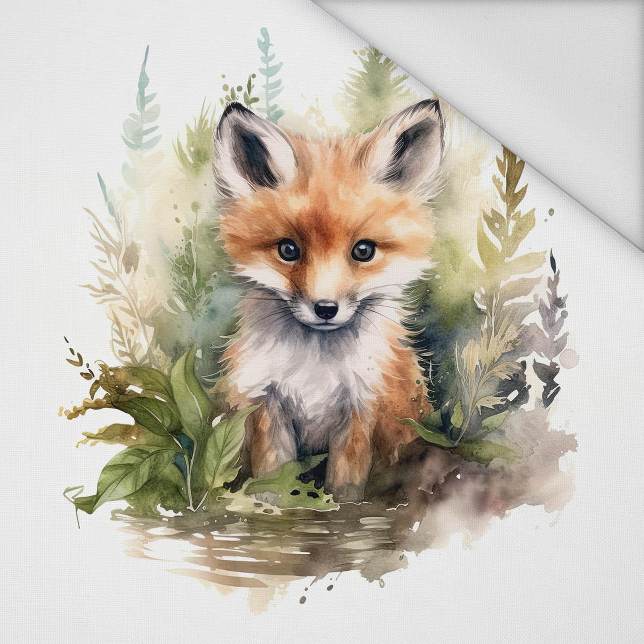 WATERCOLOR FOX - PANEL (75cm x 80cm) tkanina wodoodporna