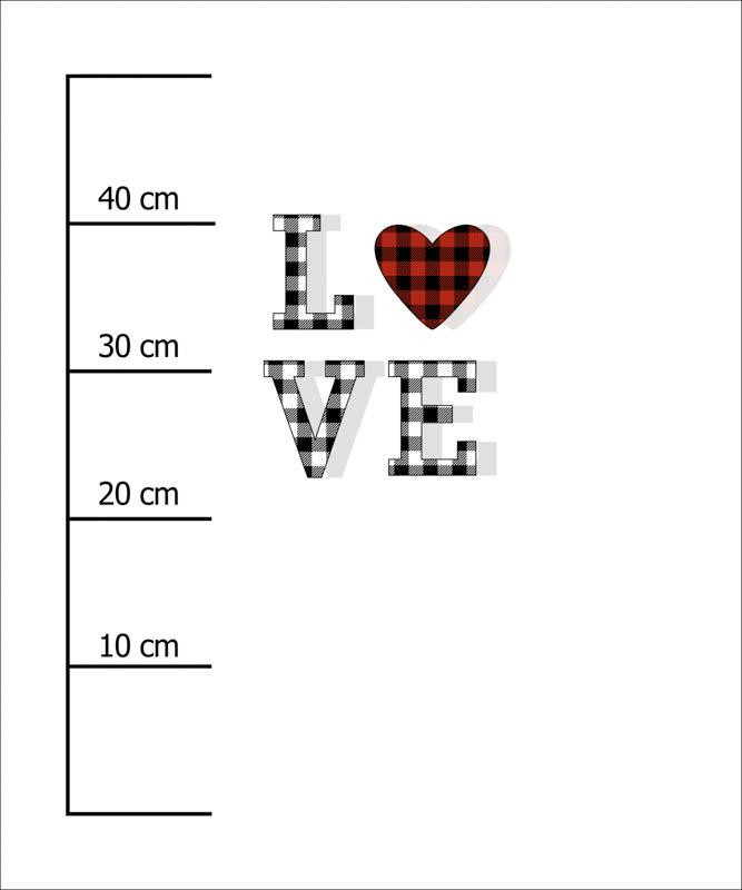 LOVE / serce vichy (BE MY VALENTINE) / M-01 melanż jasnoszary - panel dzianina pętelkowa 50cm x 60cm