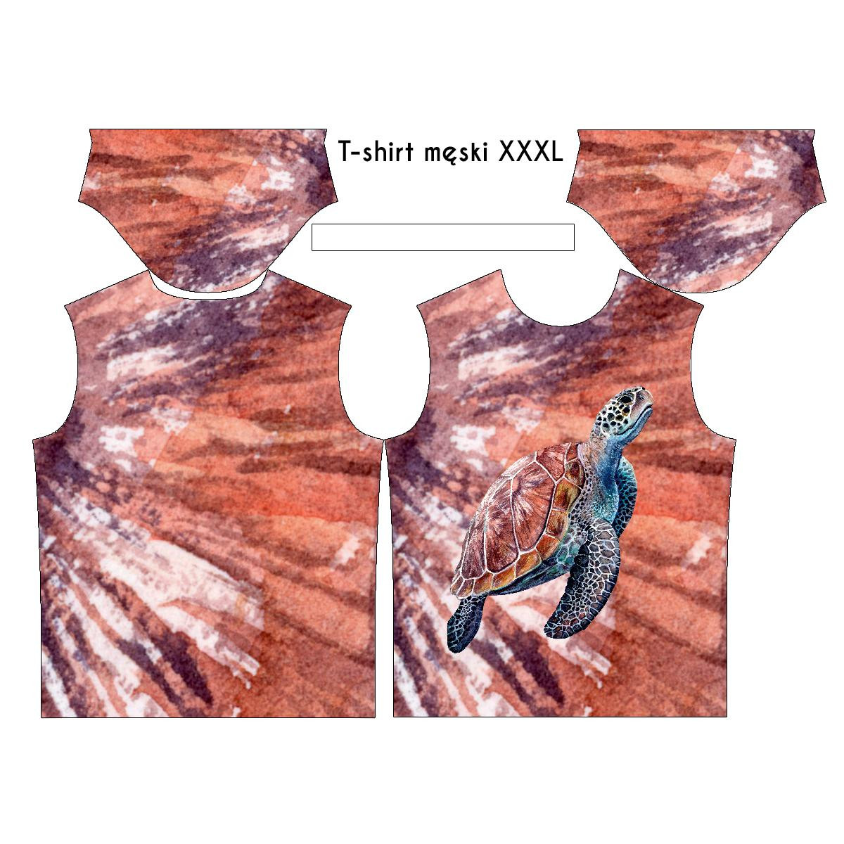 T-SHIRT MĘSKI - ŻÓŁW wz. 2 (Save the ocean)  - single jersey