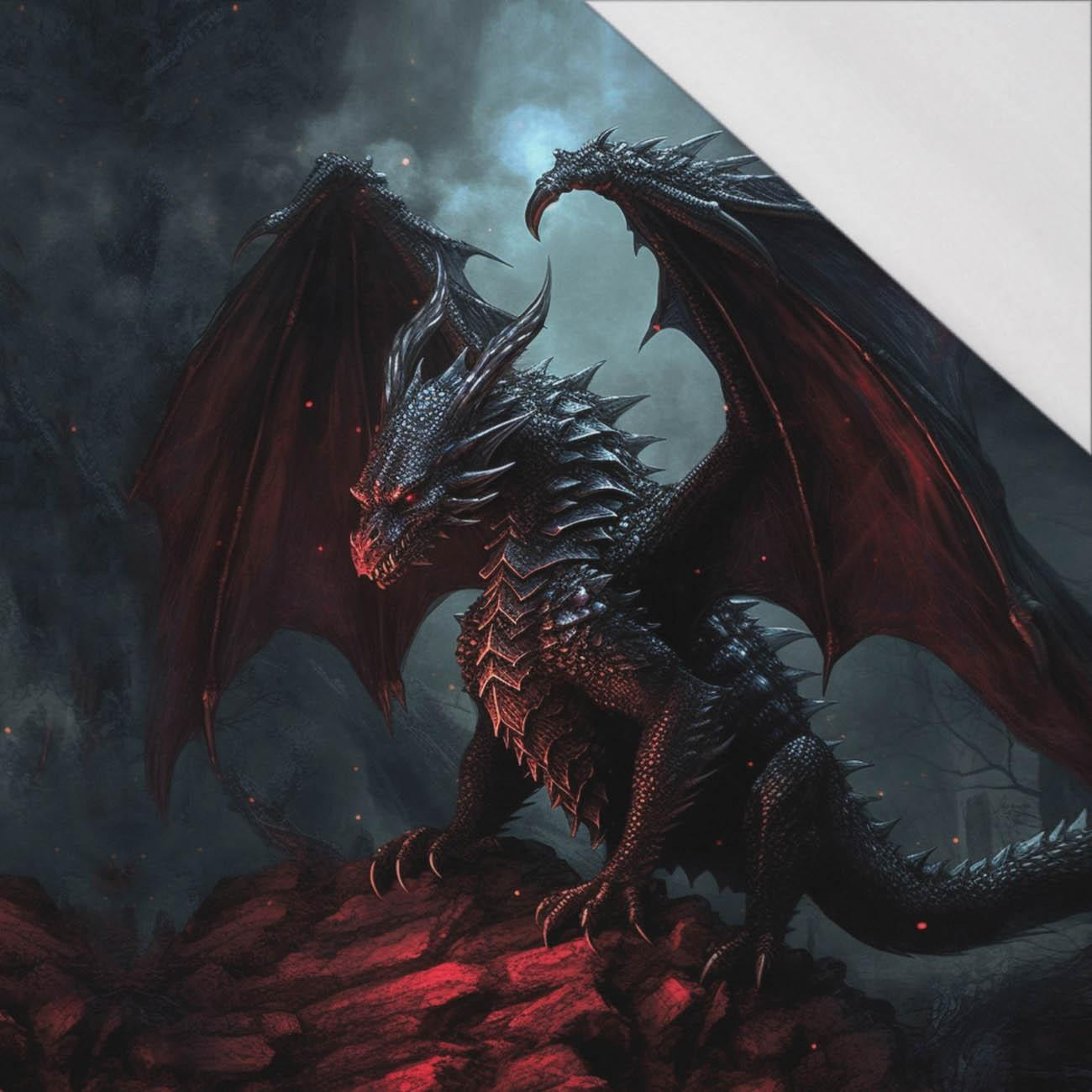 GOTHIC DRAGON - panel (75cm x 80cm) single jersey