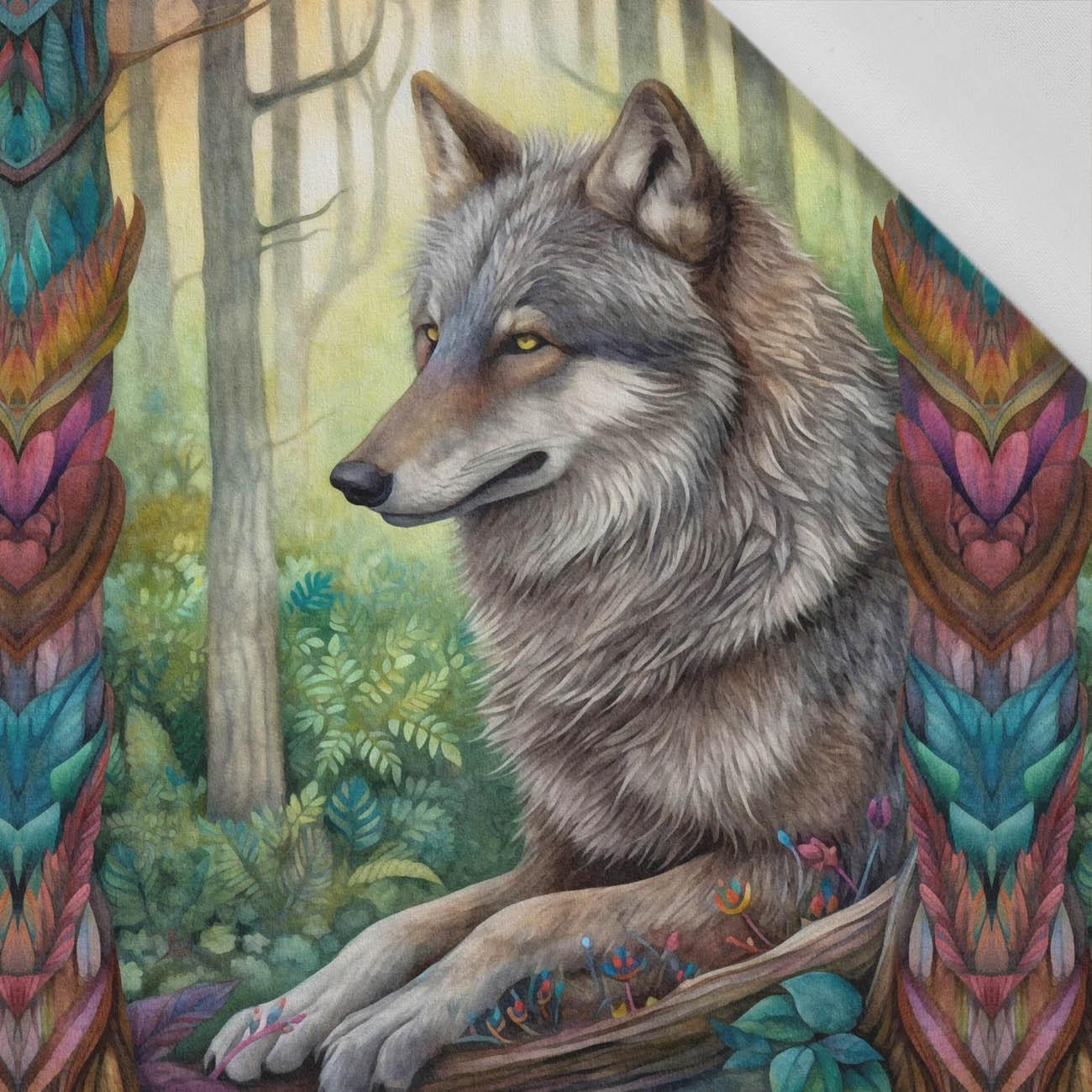 BOHO WOLF - PANEL (60cm x 50cm) tkanina bawełniana