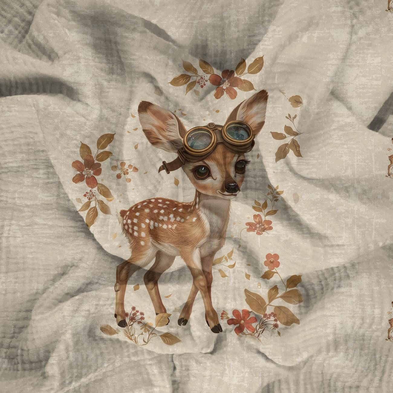 FAWN STEAMPUNK FOREST - PANEL PANORAMICZNY (60cm x 140cm) muślin bawełniany
