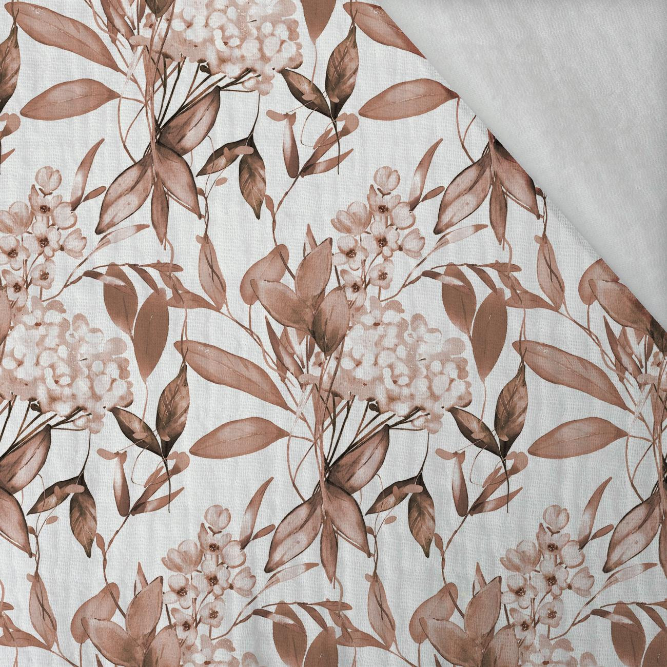 FLOWERS WZ.11/ Mocha Mousse  - Muślin bawełniany