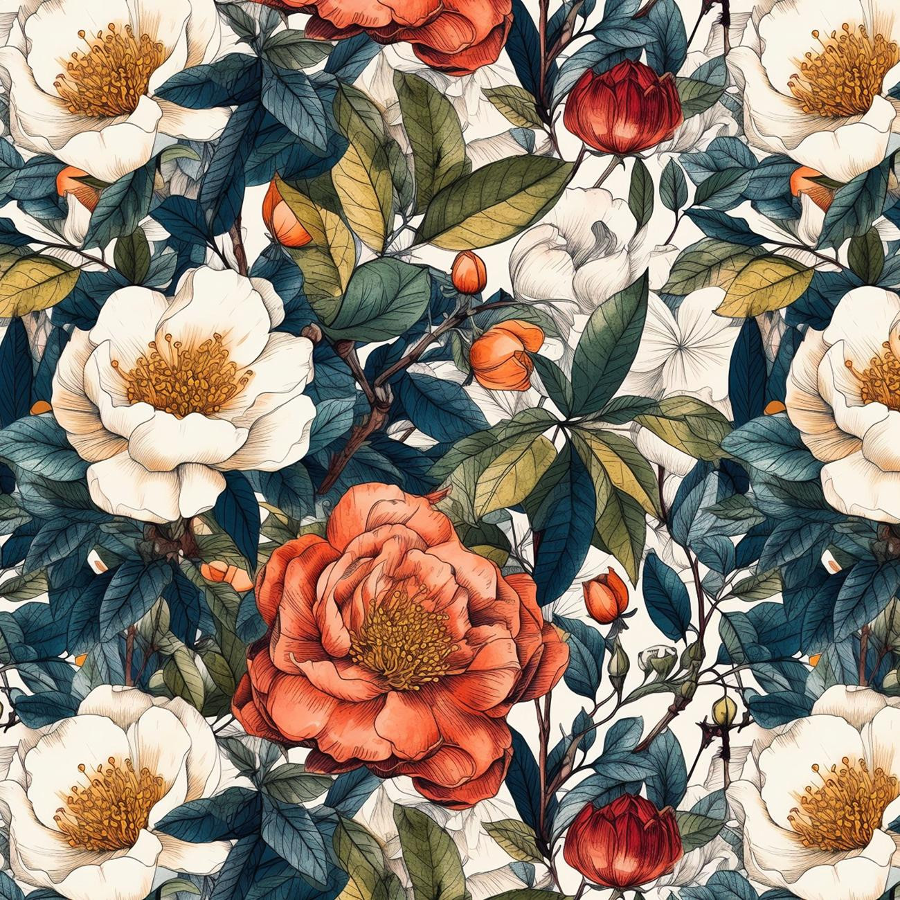 FLOWERS WZ.47 - dresówka pętelkowa