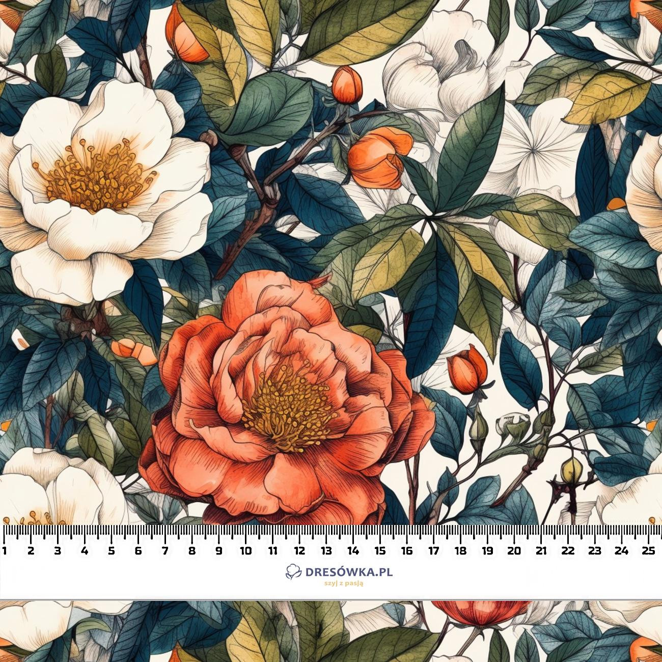 FLOWERS WZ.47 - dresówka pętelkowa