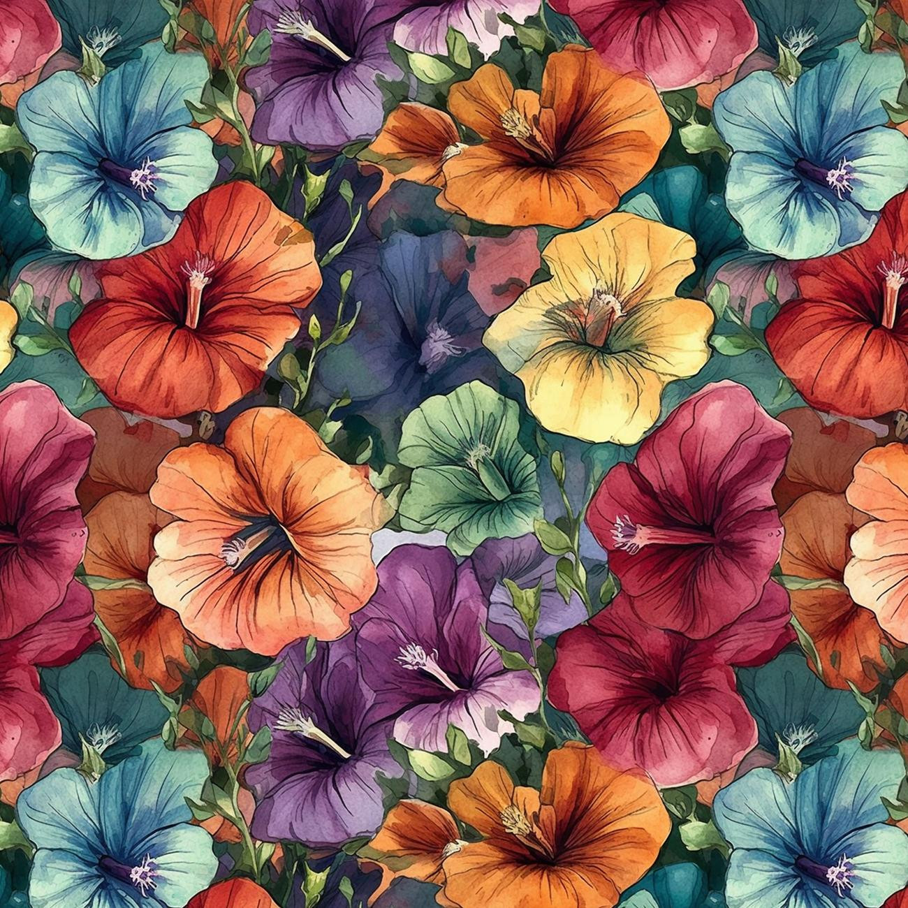 FLOWERS WZ.48- single jersey z elastanem ITY