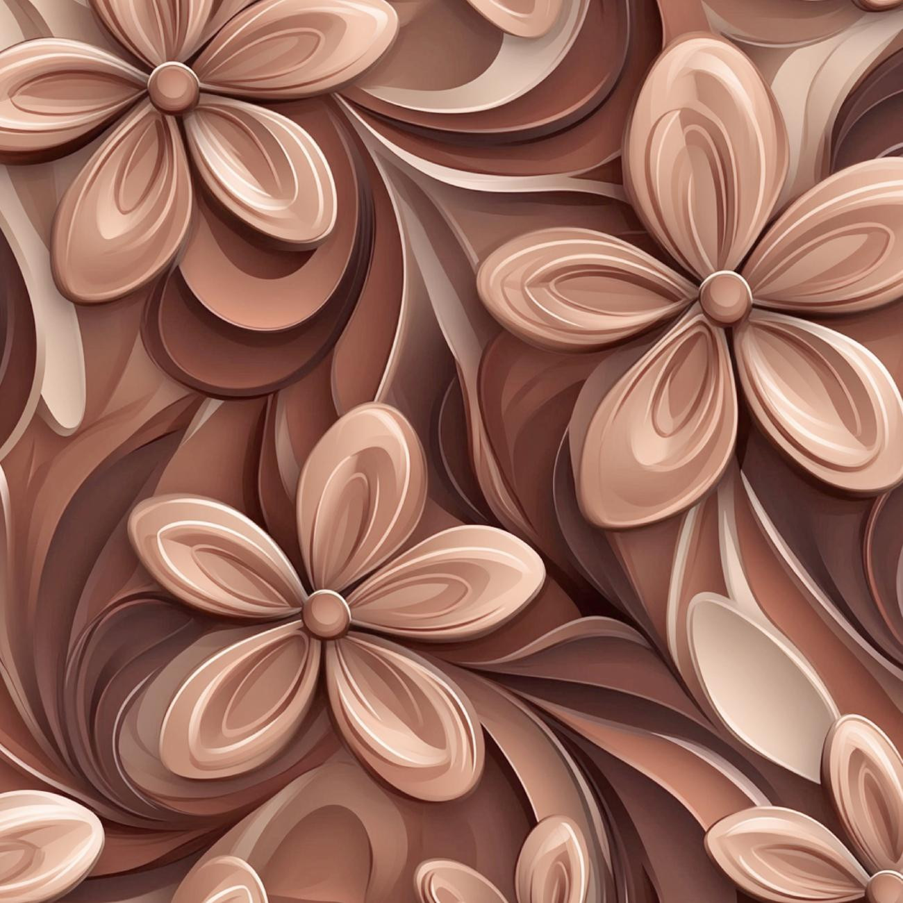 FLOWERS WZ.4/ Mocha Mousse  - dresówka pętelkowa