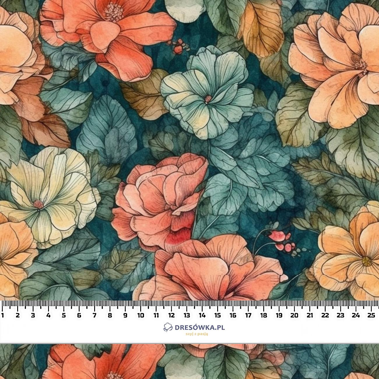 FLOWERS WZ.53 - dresówka pętelkowa