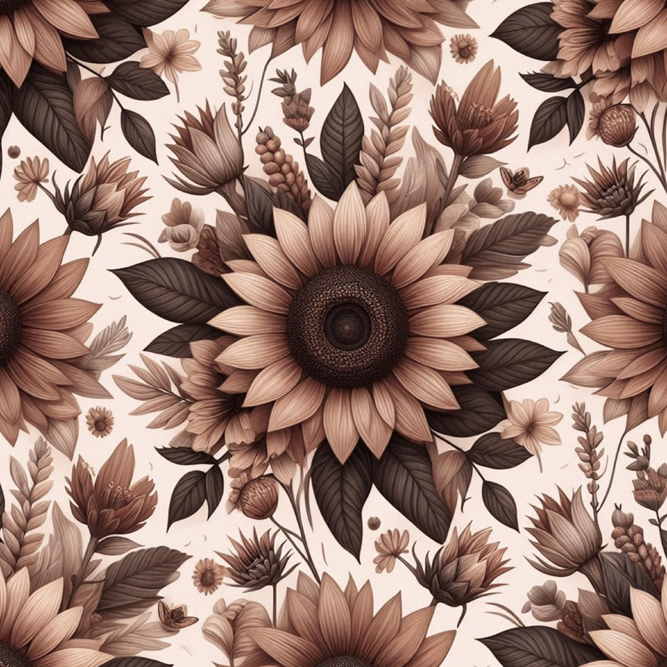 FLOWERS WZ.7/ Mocha Mousse  - Krepa