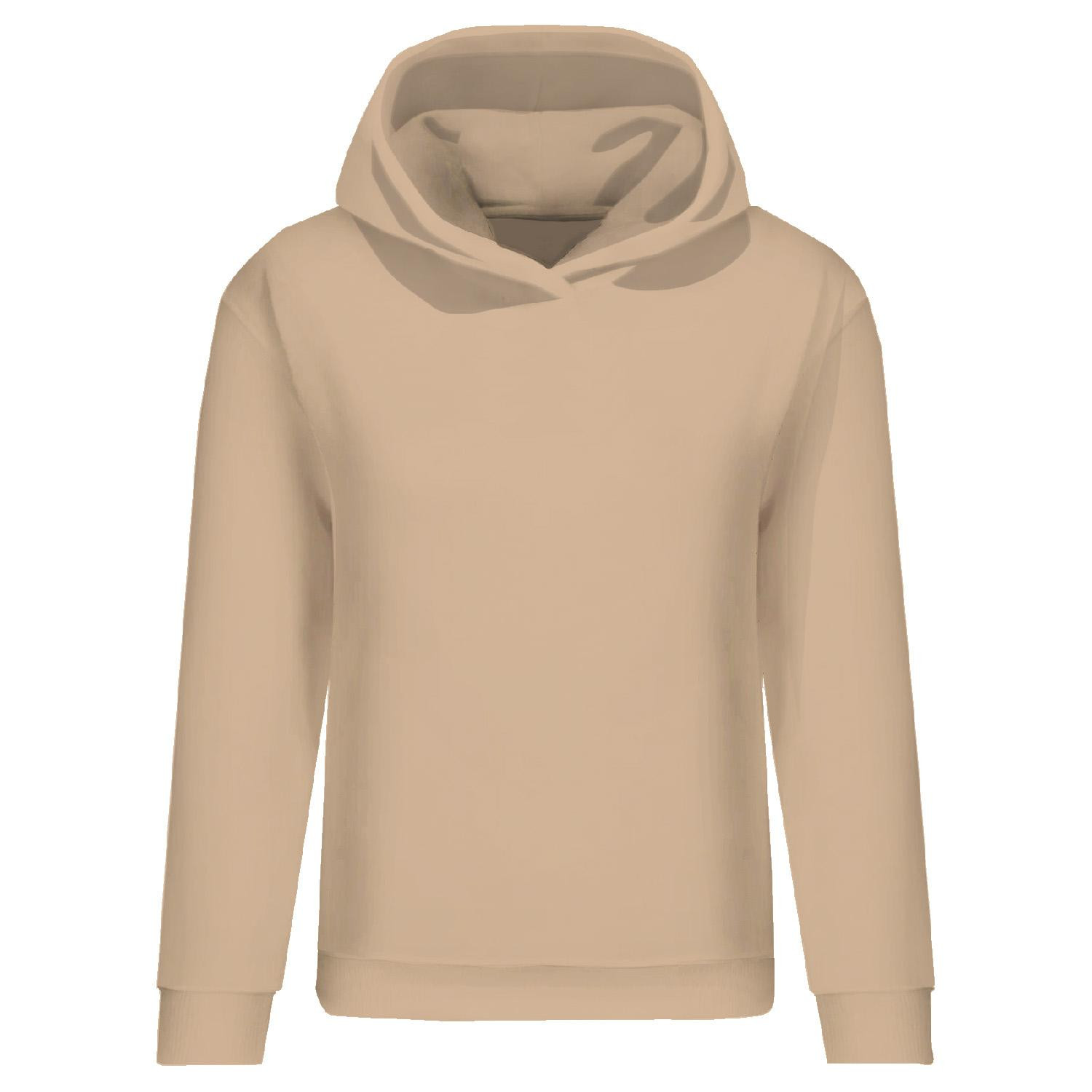 BLUZA DAMSKA (POLA) CLASSIC Z KAPTUREM - HAZELNUT / beż -  dzianina pętelkowa