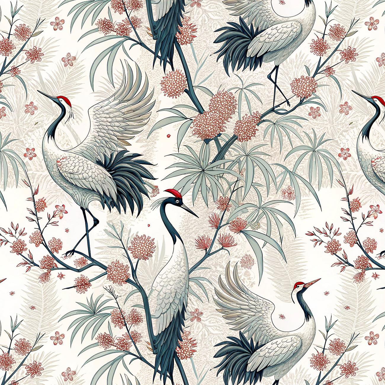 Japanese Garden wz.1 (birds) - dresówka pętelkowa