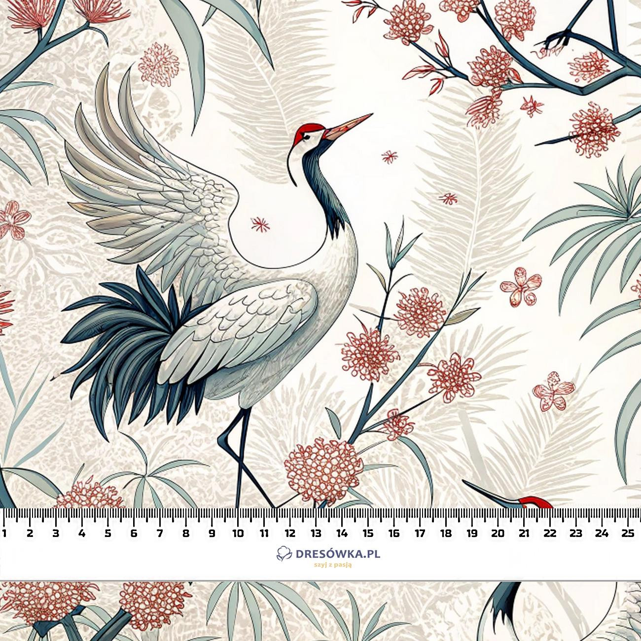 Japanese Garden wz.1 (birds)- Welur tapicerski
