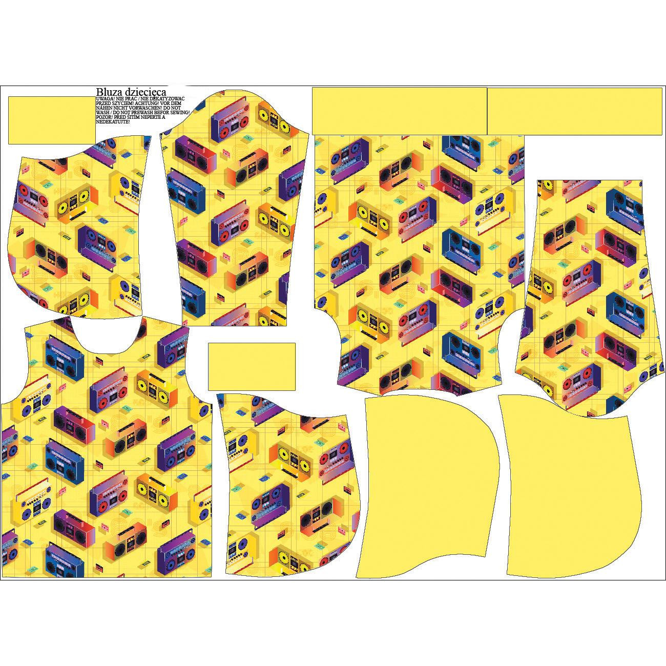 DZIECIĘCA BLUZA Z KAPTUREM (ALEX) - BOOMBOX (retro) / żółty - zestaw do uszycia