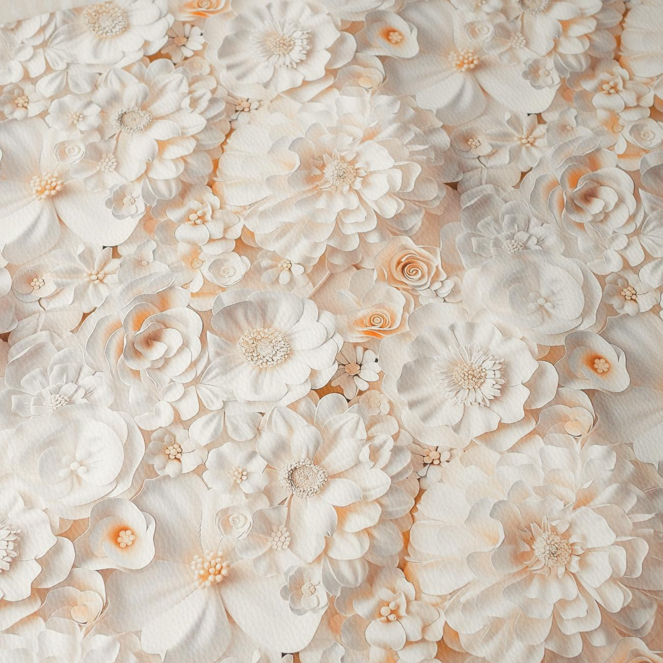 WHITE FLOWERS WZ. 4 (46 cm x 50 cm) - gruba ekoskóra tłoczona