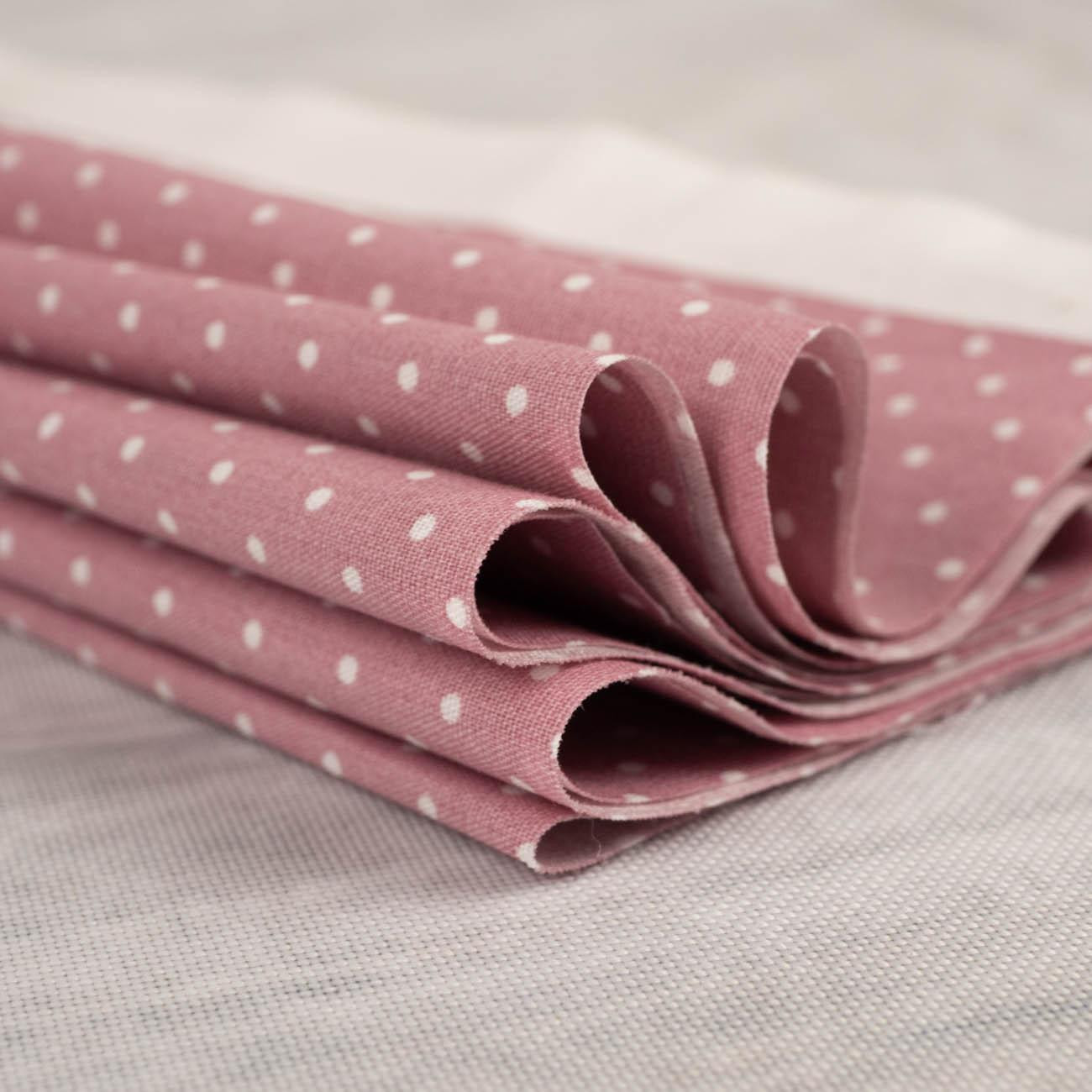 BIAŁE KROPKI / Flamingo Pink - tkanina bawełniana