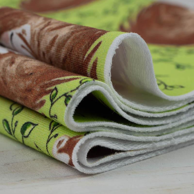 50cm ŚPIĄCE JEŻYKI (ŚPIĄCE ZWIERZĄTKA) / jasnozielony - organiczna dresówka pętelkowa