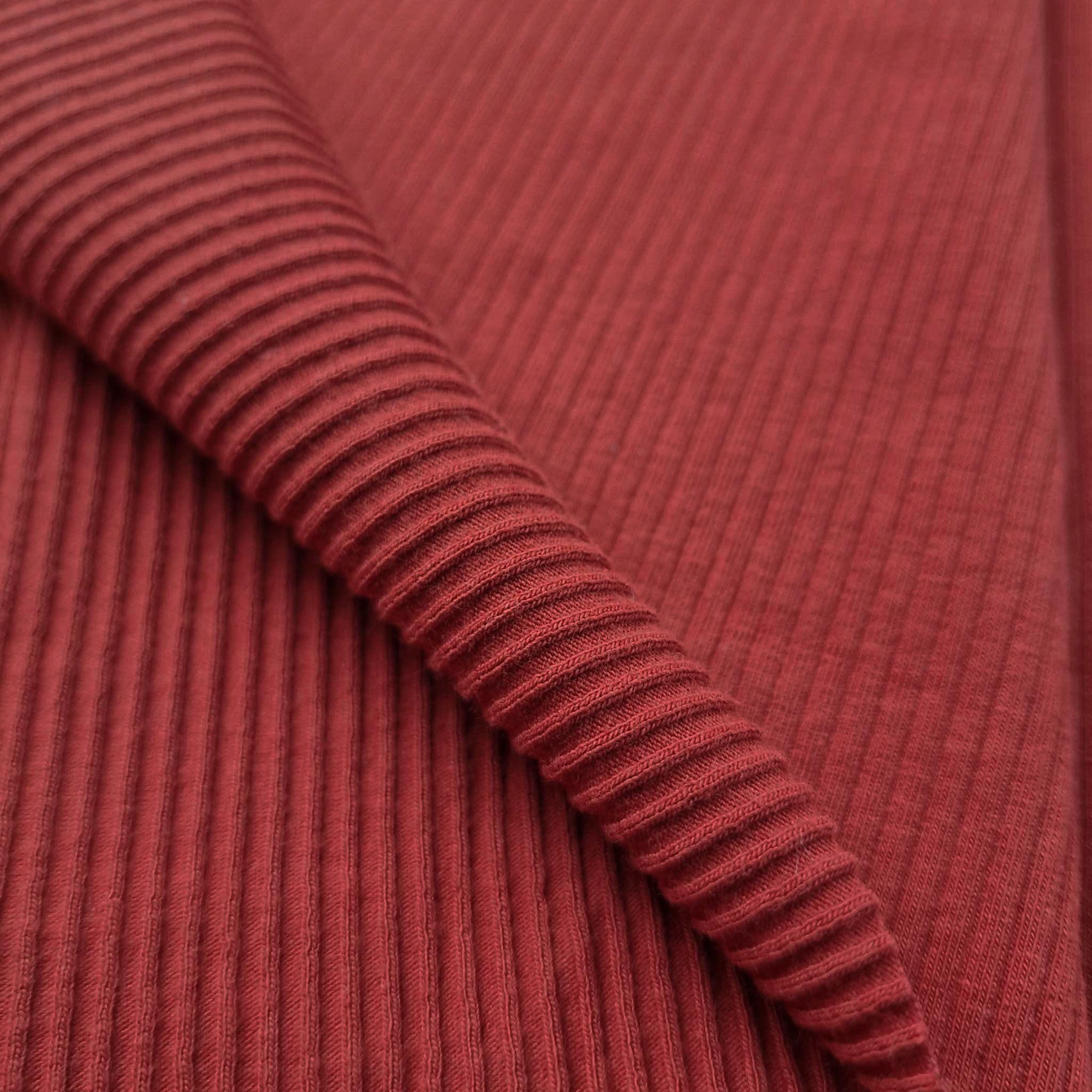 Zestaw DIY – T-shirt dziecięcy z bawełnianej dzianiny RIB JERSEY - POTTERS CLAY / ceglany