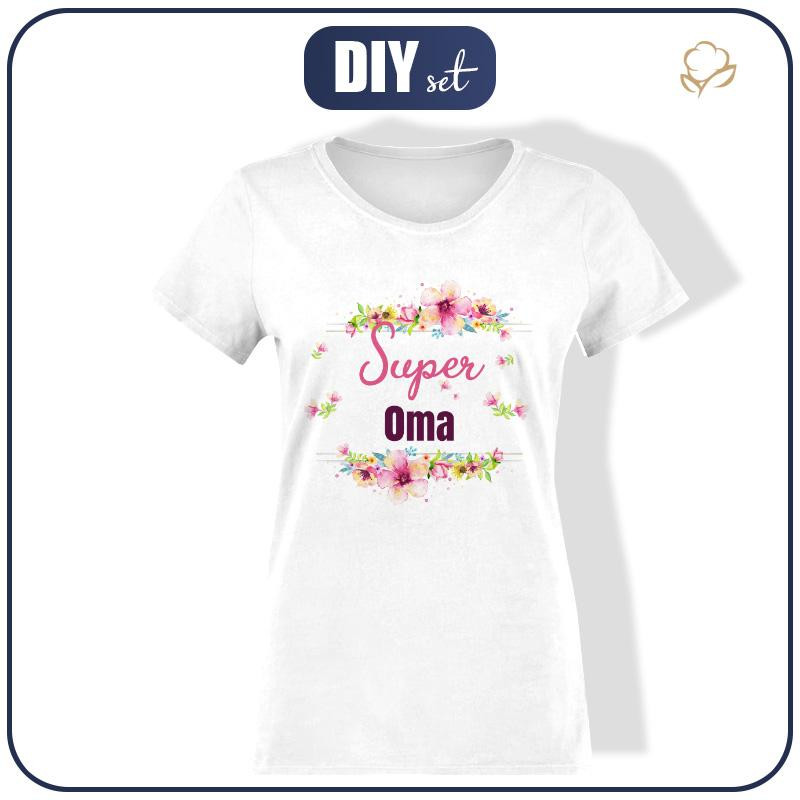 T-SHIRT DAMSKI - Super Oma / różowy - single jersey