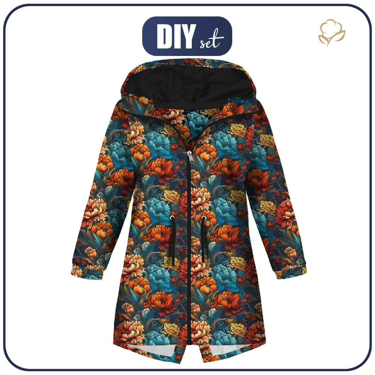 PARKA DZIECIĘCA (ARIEL) - VINTAGE CHINESE FLOWERS WZ. 1 - zestaw do uszycia