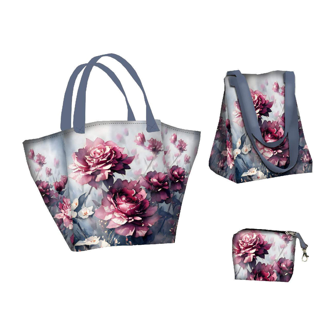 Torba XL z saszetką 2 w 1 - VINTAGE FLOWERS WZ. 4 - zestaw do uszycia