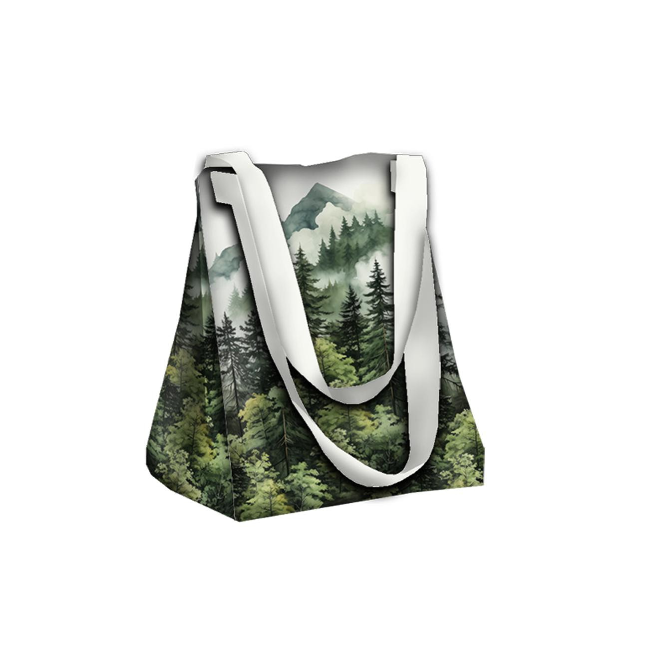 Torba XL z saszetką 2 w 1 - WATERCOLOR FOREST WZ.2 - zestaw do uszycia