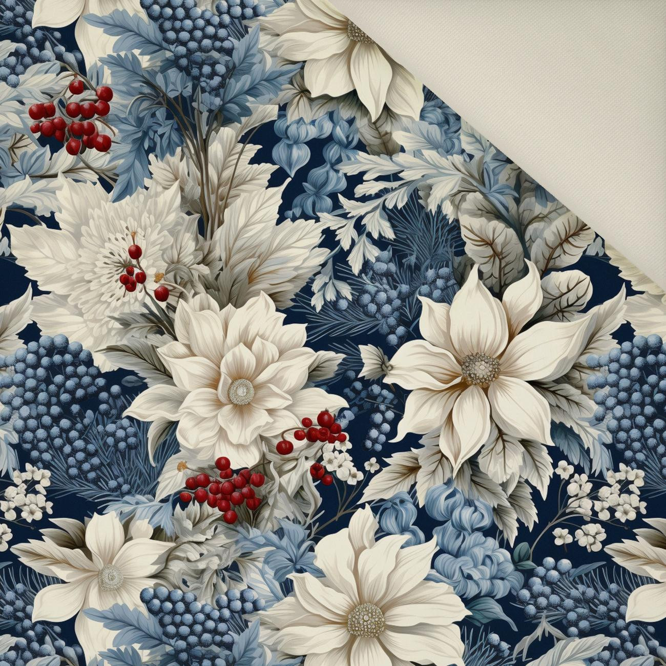 WINTER FLOWERS WZ.7- Welur tapicerski