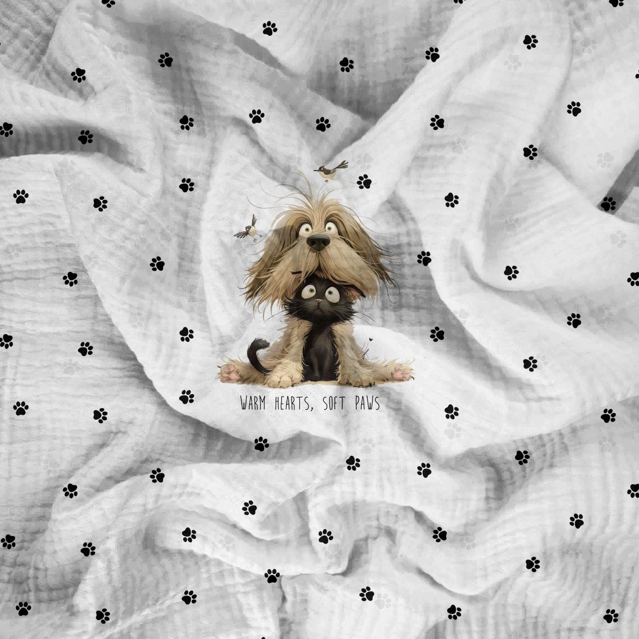ANIMALS CUTE wz.10 - panel (60cm x 50cm) muślin bawełniany