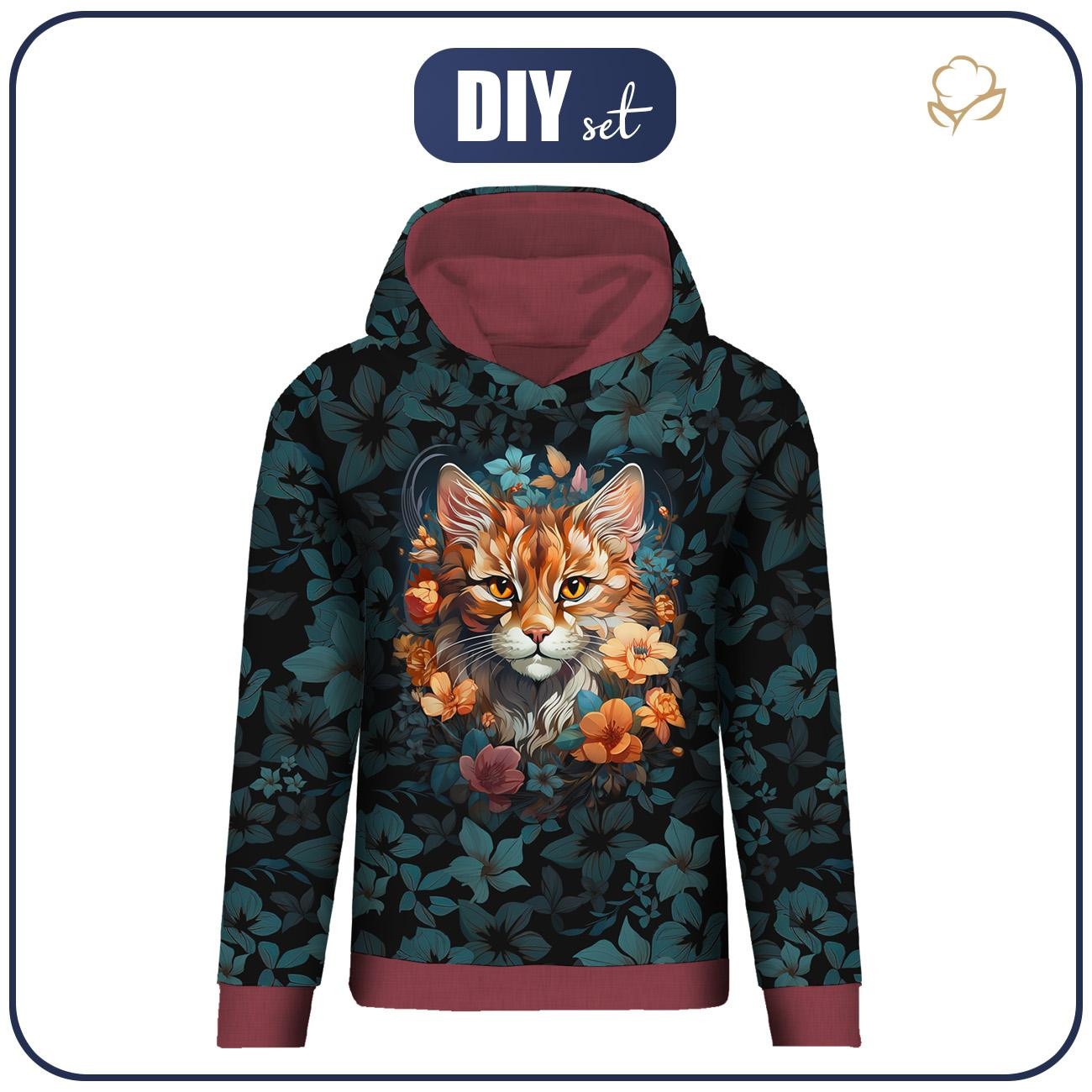 BLUZA DAMSKA (POLA) CLASSIC Z KAPTUREM - Animals mandala wz.12 - zestaw do uszycia