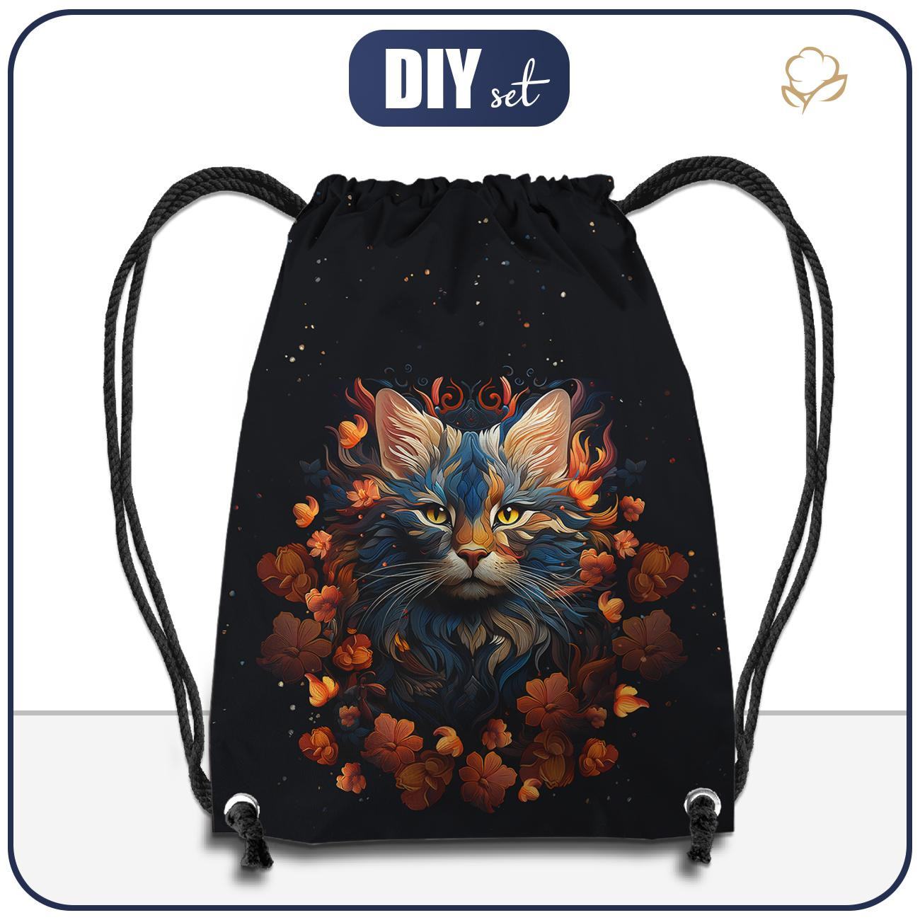 WORKOPLECAK -  ANIMALS MANDALA wz.3 (cat) - zestaw do uszycia