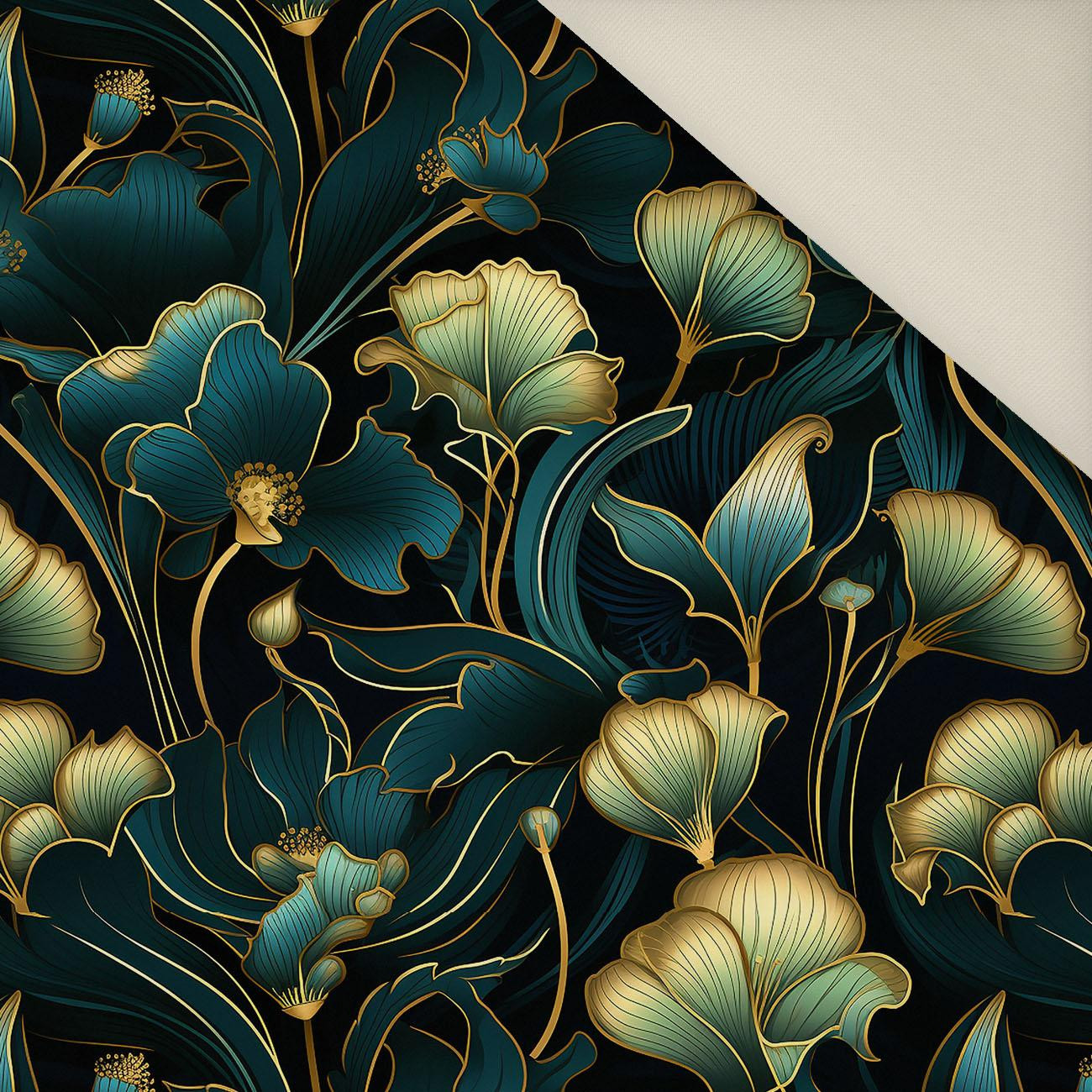 AUTUMN FLOWERS WZ.10- Welur tapicerski