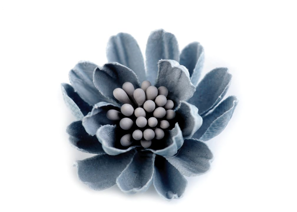 Aplikacja - bawełniany kwiatek 3D - niebieski pudrowy