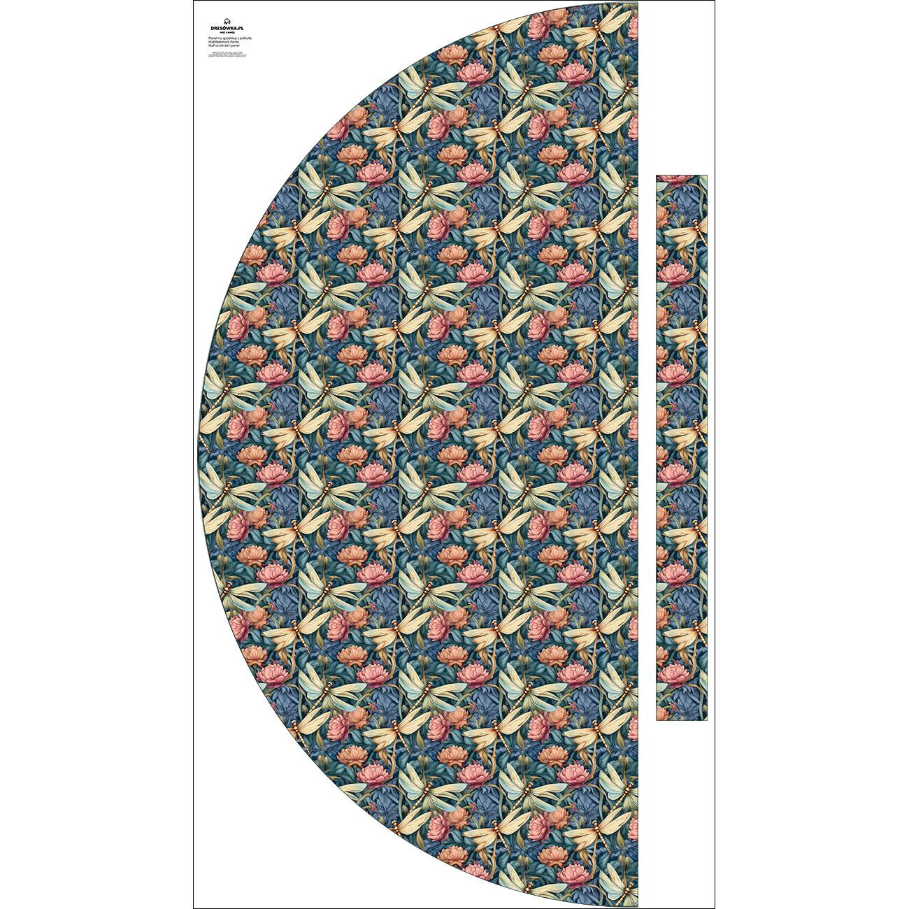 Panel na spódnicę "MAXI" - jersey wiskozowy/ Butterfly & flowers wz.11