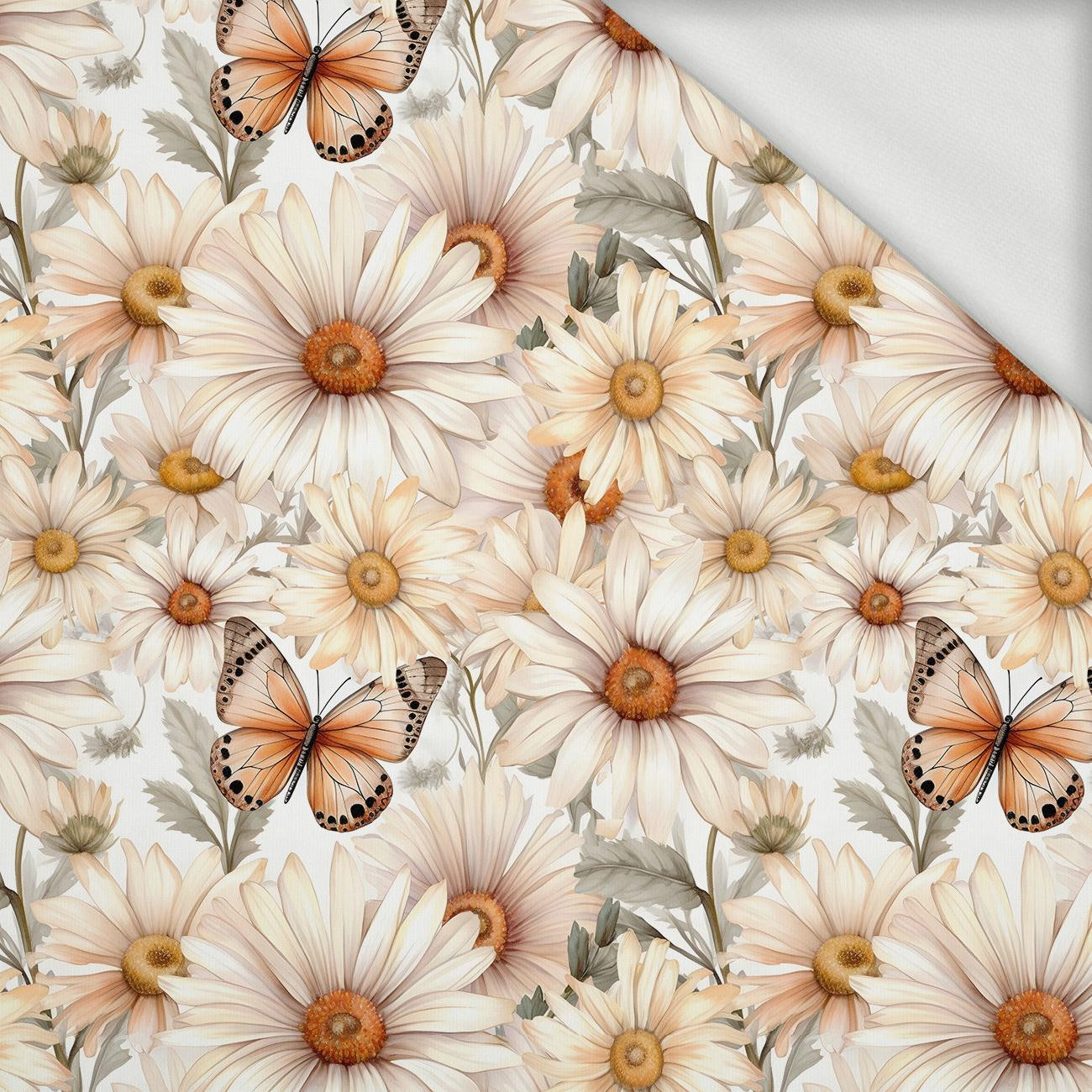 Butterfly & Flowers wz.4 - lekka dzianina drapana