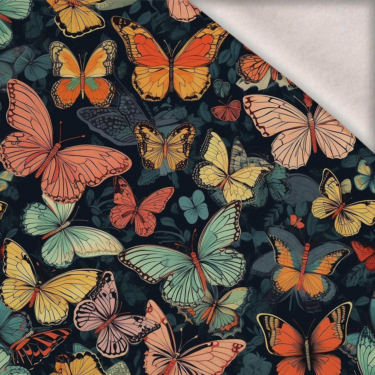 Butterfly & Flowers wz.5 - dzianina drapana z elastanem ITY Butterfly & Flowers wz.5 - dzianina drapana z elastanem ITY