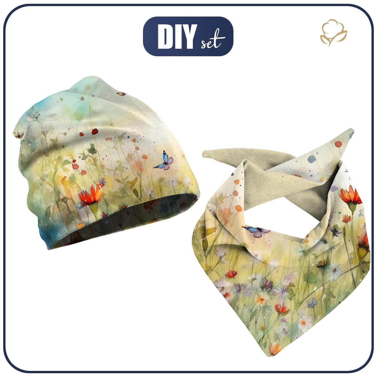 DZIECIĘCA CZAPKA I CHUSTA (CLASSIC) - MAGIC MEADOW WZ. 1 - zestaw do uszycia