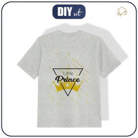 T-SHIRT DZIECIĘCY (104/110) - LITTLE PRINCE / M-01 melanż jasnoszary - single jersey 