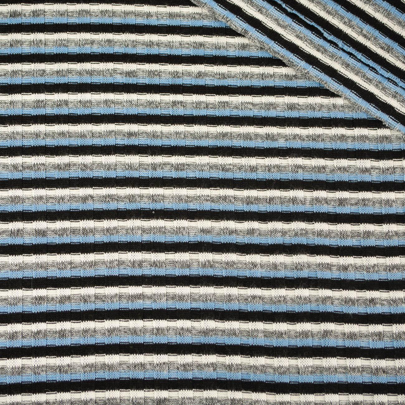 PASY / niebieski - cienka dzianina swetrowa prążkowana