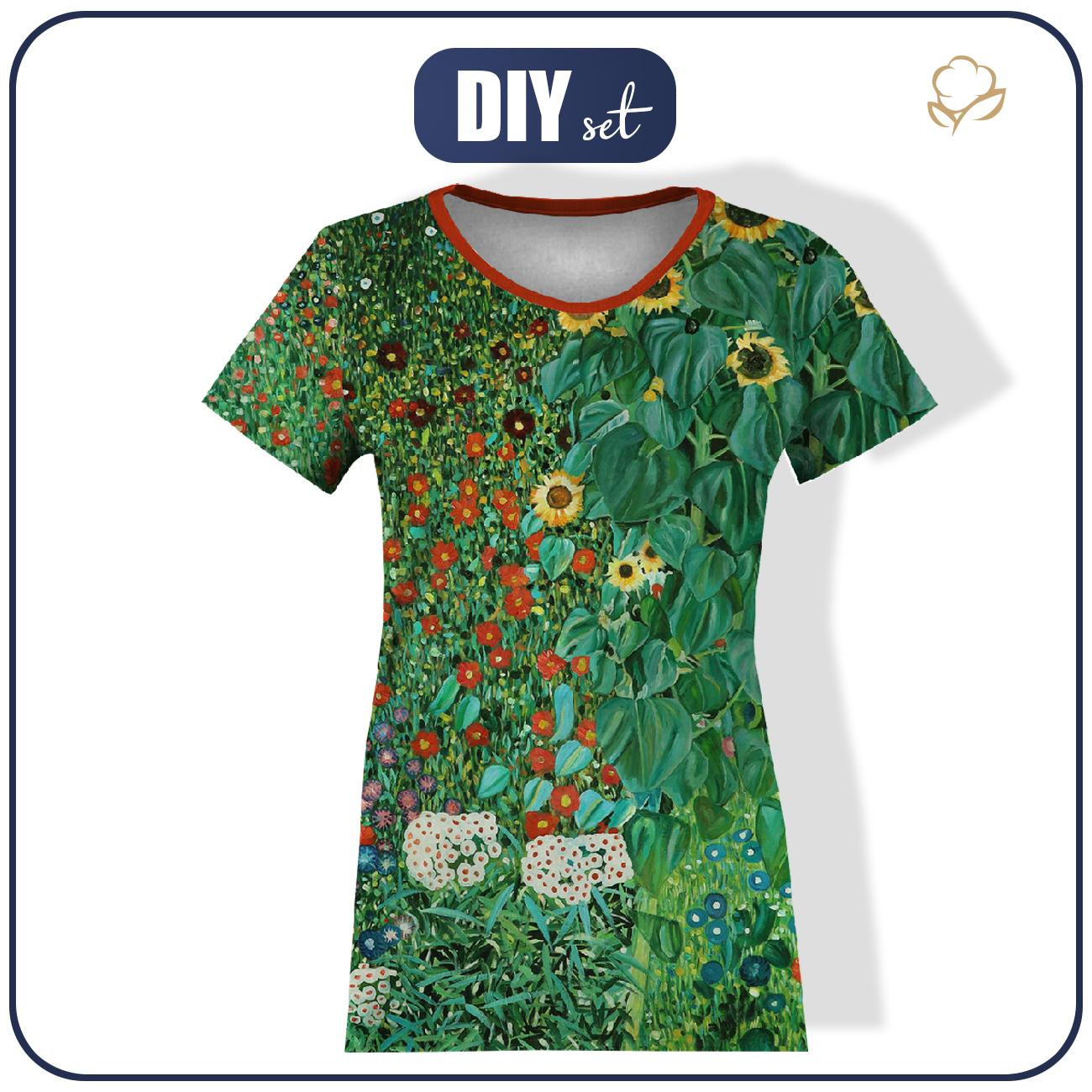 T-SHIRT DAMSKI - FARM GARDEN WITH SUNFLOWERS (Gustav Klimt) - zestaw do uszycia